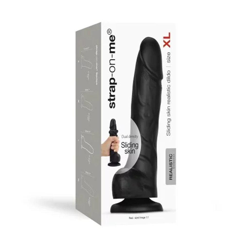 Gode réaliste à peau glissante noir - XL