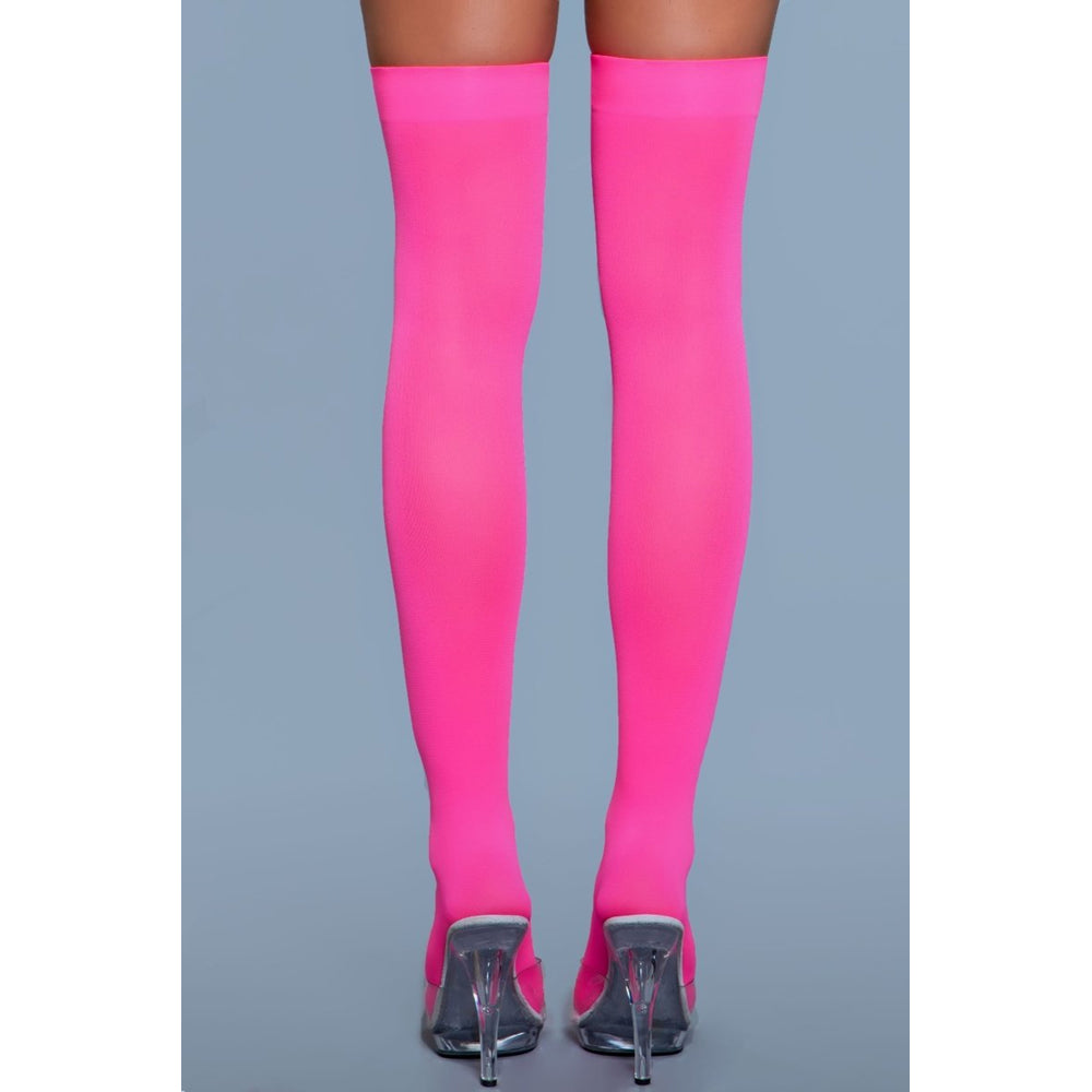 Bas opaques en nylon auto-fixants - Rose fluo