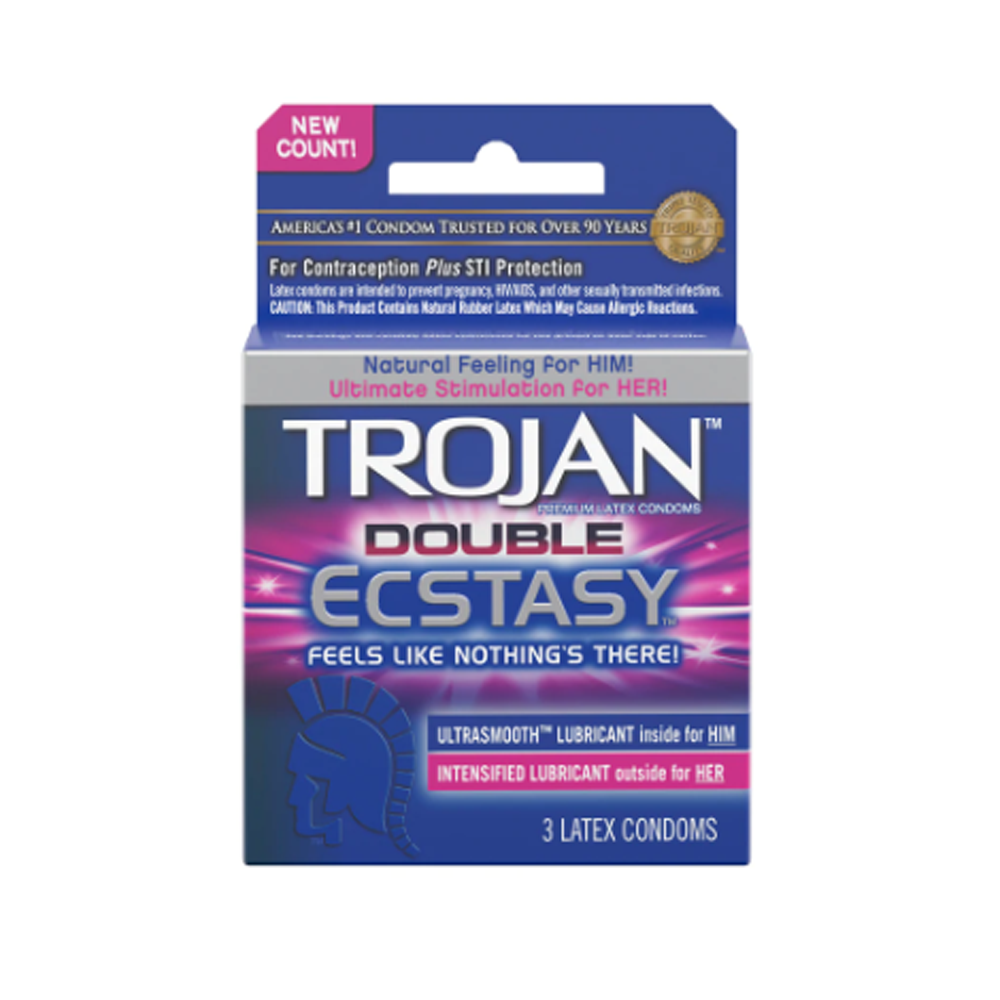 Préservatifs Trojan Double Plaisir - paquet de 3