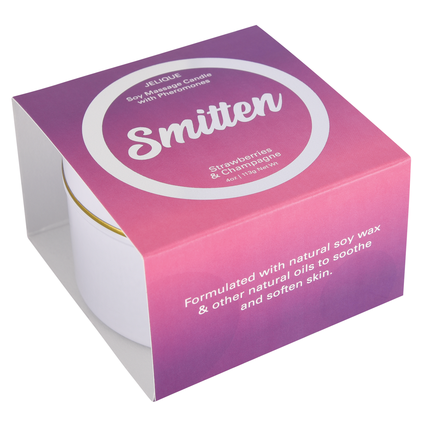 Bougies d'ambiance aux phéromones et à la cire de soja pour massage Fraise et Champagne 113 g