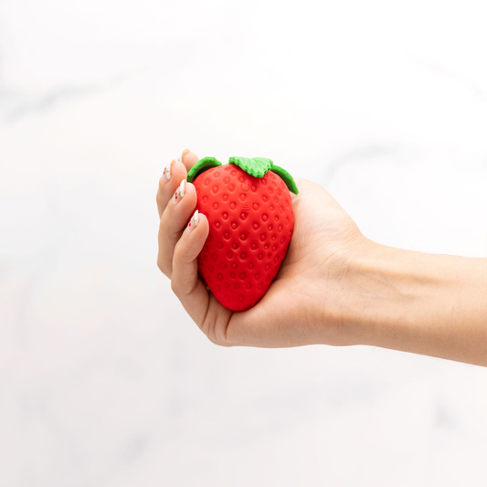 Strawberry-shaped silicone vibrator for intimate self-care