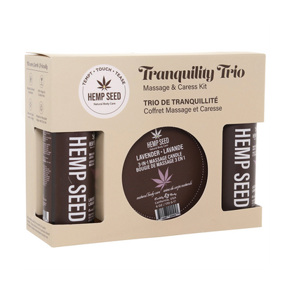 Coffret cadeau Trio de massage apaisant aux graines de chanvre - Lavande