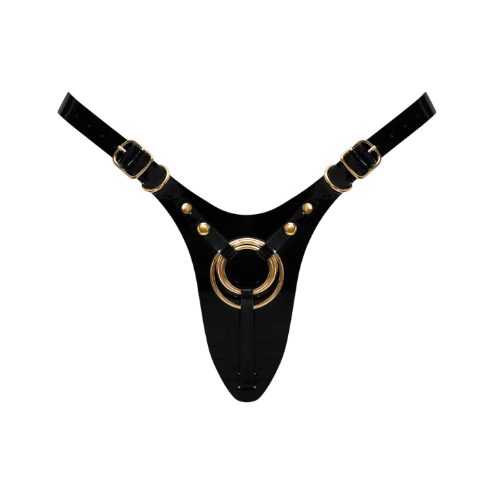 LEATHERETTE HARNESS FABULOUS - ONE SIZE - BLACK GLOSSY