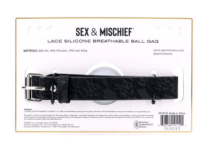 Lace Silicone Breathable Ball Gag - Black