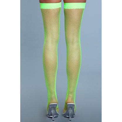 Bas autofixants en résille de nylon – Vert fluo