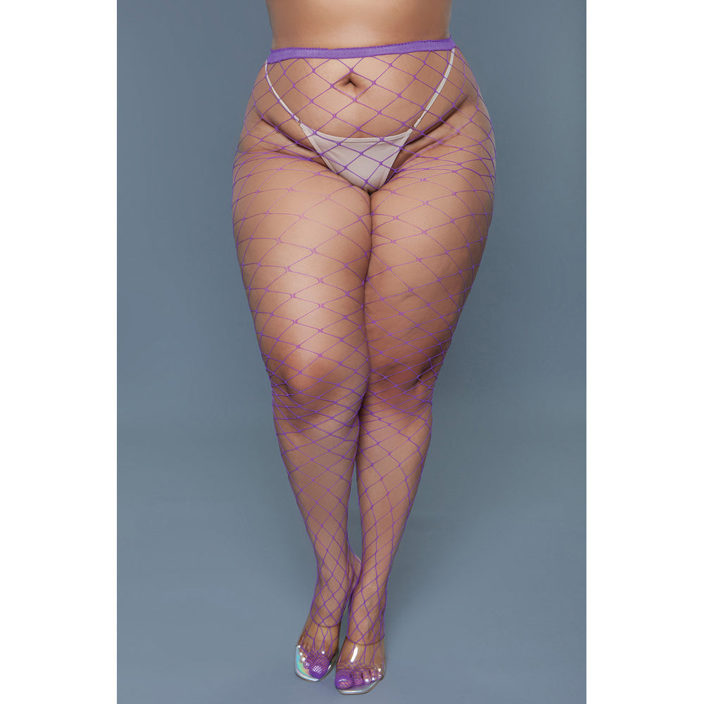 Collant résille grande taille - Violet - QS