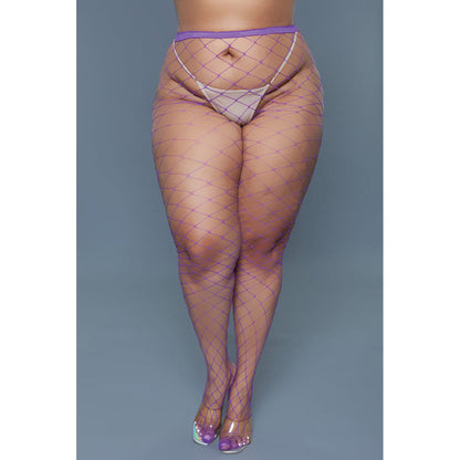 Collant résille grande taille - Violet - QS