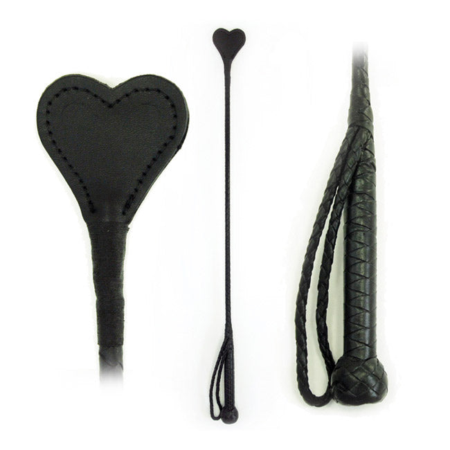 Cravache en cuir Cœur 66 cm