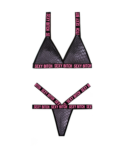 Sexy Bitch Bralette & Strappy Panty Set