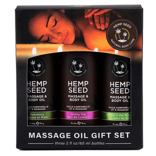 Coffret cadeau de trois huiles de massage : Naked in the Woods, Skinny Dip, Guavalava 60 ml