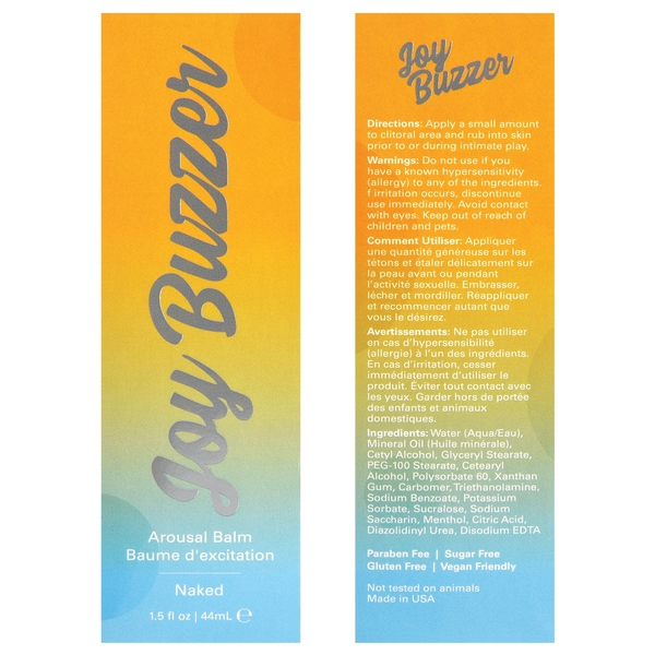 Baume stimulant clitoridien JOY BUZZER - Sans parfum 44 ml