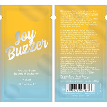 Baume stimulant sans parfum JOY BUZZER - Emballage aluminium - 4 ml