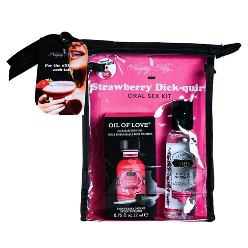 KIT COCKTAIL POUR LE SEXE ORAL - Dick-quiri à la fraise (Rêves de fraise) 60 ml de Nectar Divin / 22 ml d'Huile de L