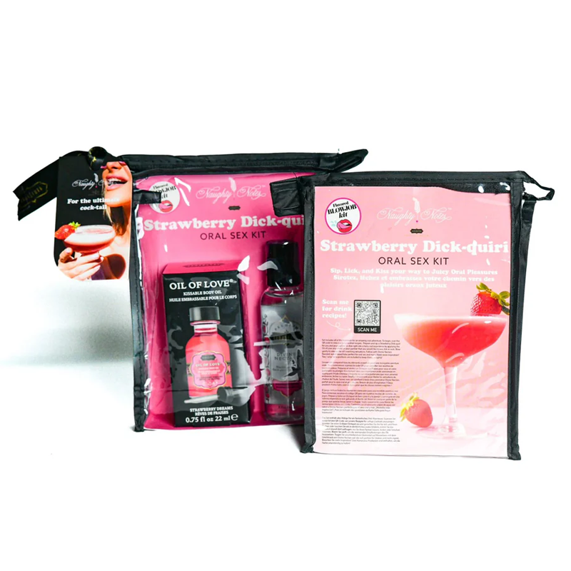 KIT COCKTAIL POUR LE SEXE ORAL - Dick-quiri à la fraise (Rêves de fraise) 60 ml de Nectar Divin / 22 ml d'Huile de L