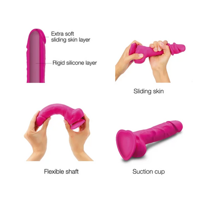 GODEMICHET RÉALISTE À PEAU GLISSANTE FUCHSIA M