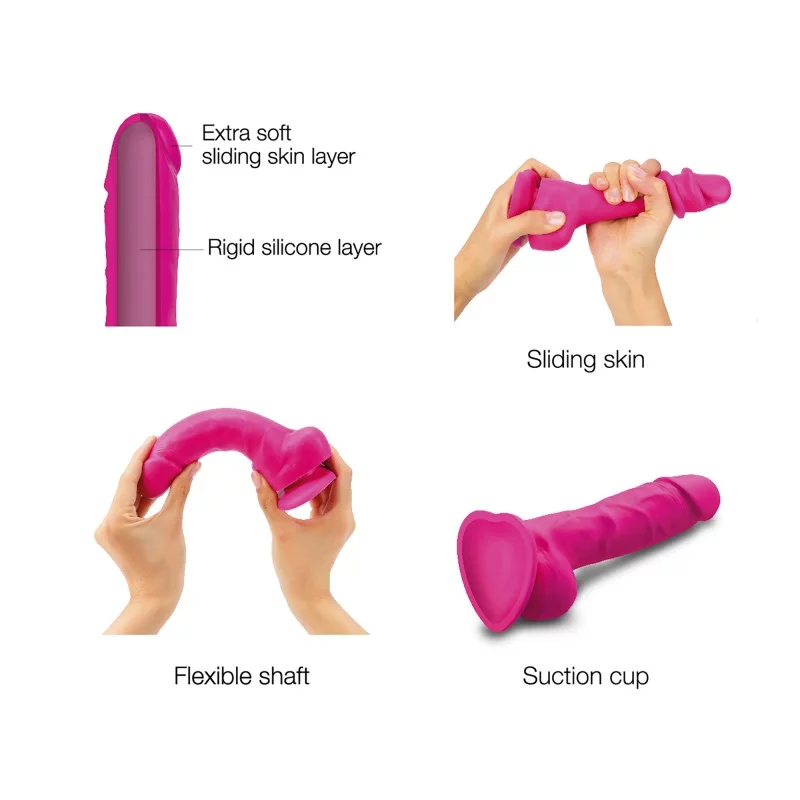 GODEMICHET RÉALISTE À PEAU GLISSANTE FUCHSIA S