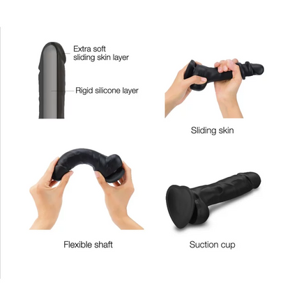Gode ​​réaliste à effet glissant noir XXL