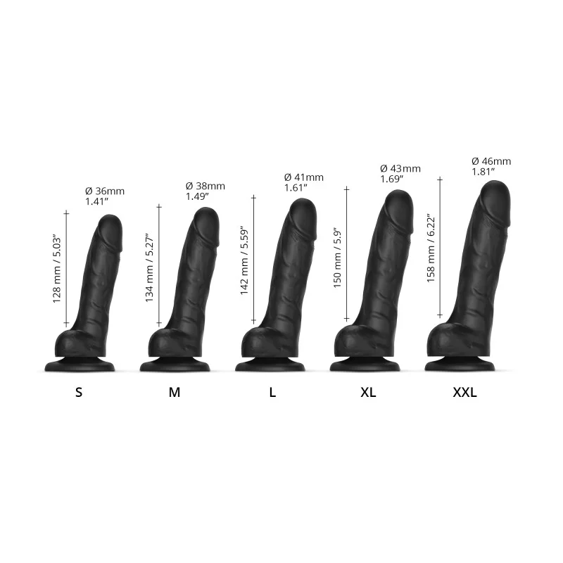 Gode ​​réaliste à effet glissant noir XXL