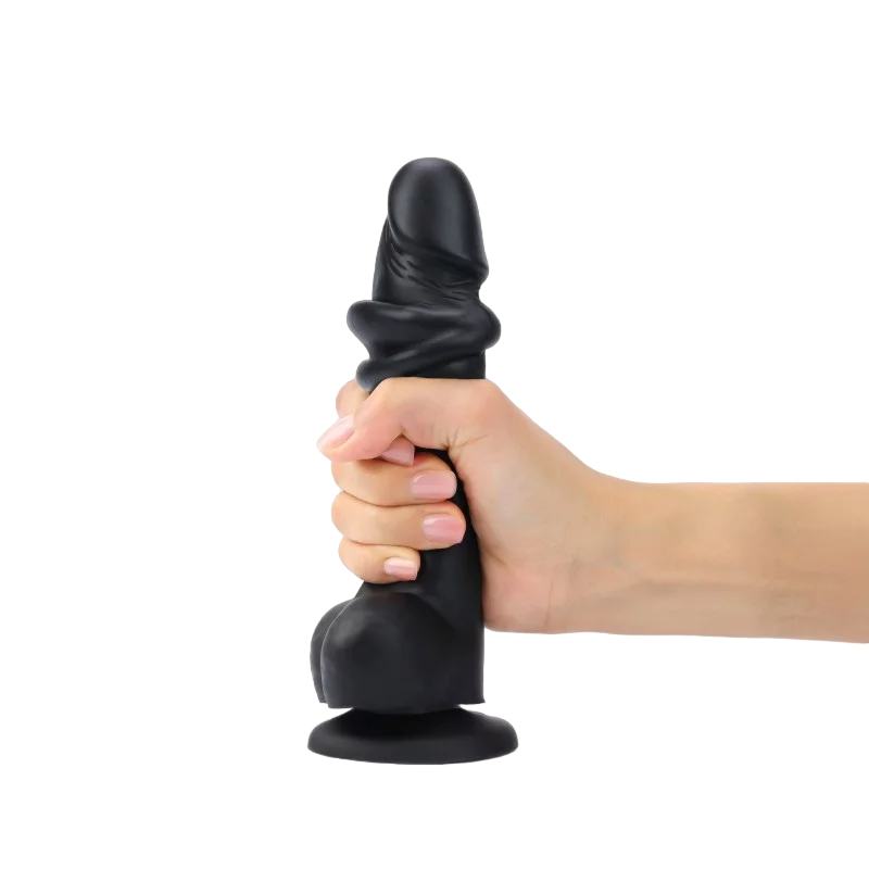 Gode ​​réaliste à effet glissant noir XXL